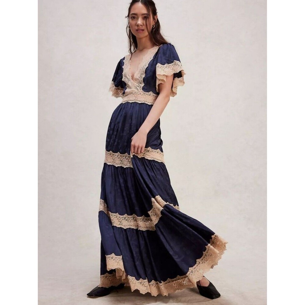 🍒NWT🍒 SPELL OCEAN GOWN DARKEST SAPPHIRE